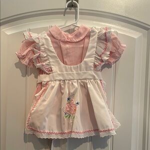 Pink and white vintage apron dress